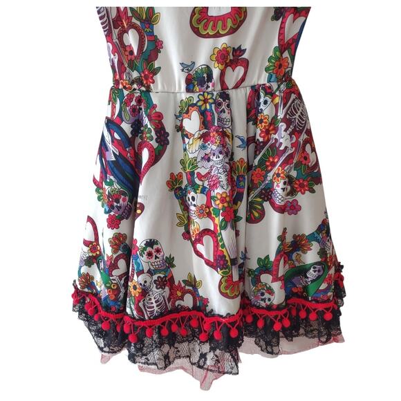 Day of The Dead Girls Dress Size XL Knit Fringe Costume Dios De Los Muertos - Picture 6 of 11